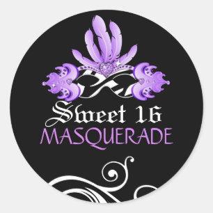 Rond Sticker Masquerade sweet sixteen