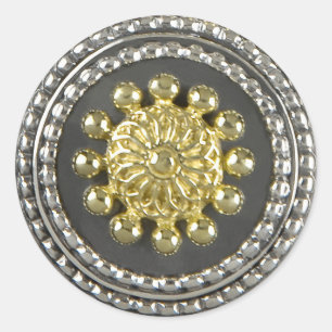 Rond Sticker médaillon or et argent