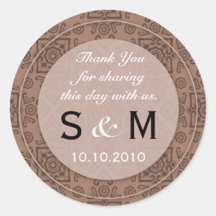 Rond Sticker Merci au Mariage au chocolat chaud