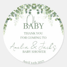 Sticker Merci Baby shower vert