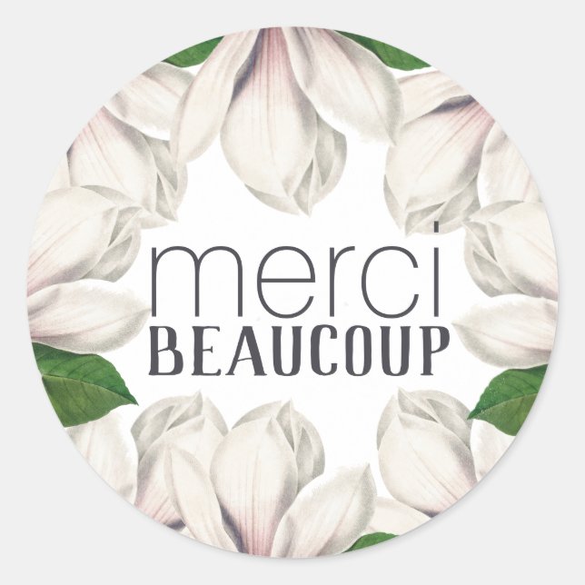 Rond Sticker Merci Beaucoup Merci Floral Magnolia (Devant)