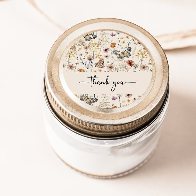 Rond Sticker Merci Boho (Boho Wildflower Thank You Sticker
)