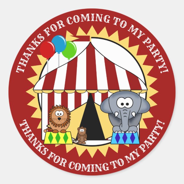 Rond Sticker Merci Carnaval de cirque (Devant)