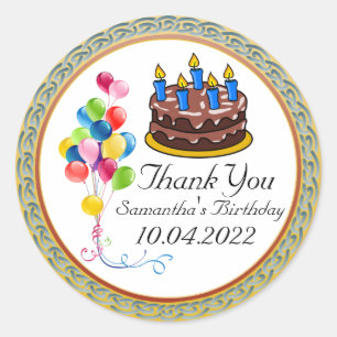 Rond Sticker Merci d'anniversaire