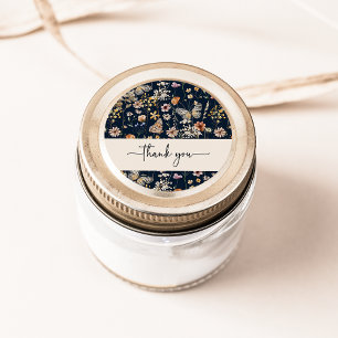 Rond Sticker Merci de Boho bleu marine