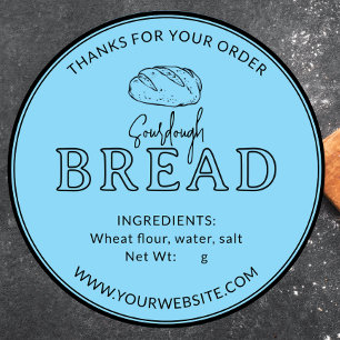 Rond Sticker Merci de boulangerie Bleu pâte à pain