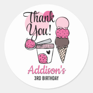 Rond Sticker Merci de fête d'anniversaire à la crème gl