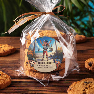 Rond Sticker Merci de fille pirate de l'île tropicale