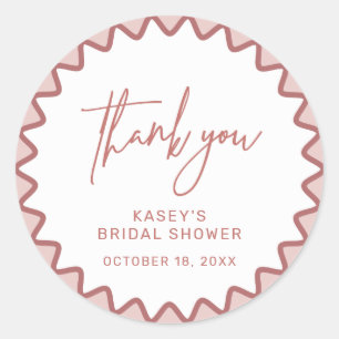 Rond Sticker Merci de frontière rose Zigzag