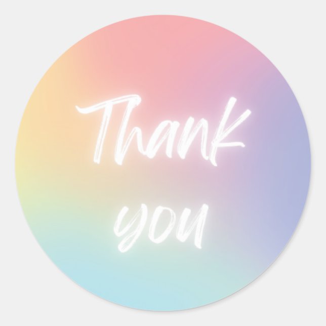 Rond Sticker "Merci" en néon simple (Devant)
