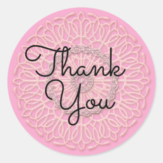 Rond Sticker Merci Fancy rose Gratitude