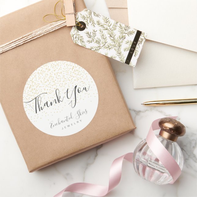 Rond Sticker "Merci" Gold Faux Foil (Cadeaux)