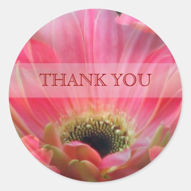 Rond Sticker Merci marguerite rose foncé (Devant)