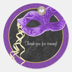 Rond Sticker Merci Masquerade Party - violet