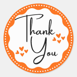 Rond Sticker Merci Orange Hearts Classic Round