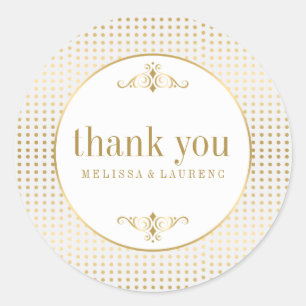 Rond Sticker Merci Pois d'or