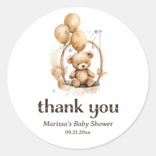 Rond Sticker Merci Teddy Bear Baby shower