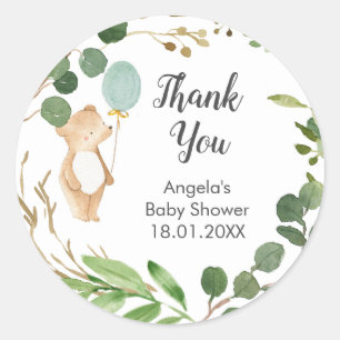 Rond Sticker Merci vert Teddy Bear