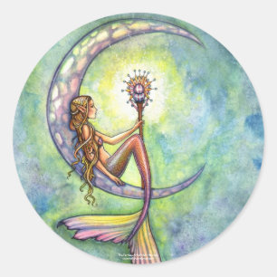 Rond Sticker Mermaid Art Imaginaire par Molly Harrison