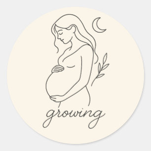 Rond Sticker minimaliste en ligne de grossesse serene