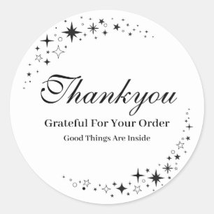 Rond Sticker minimaliste en noir et blanc Thankyou