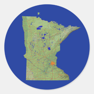 Rond Sticker Minnesota Map