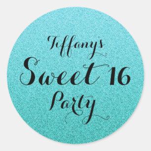 Rond Sticker Mint Parties scintillant Turquoise Faux Om