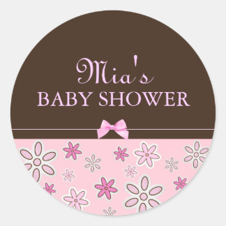 Rond Sticker moderne rose et Brown Floral