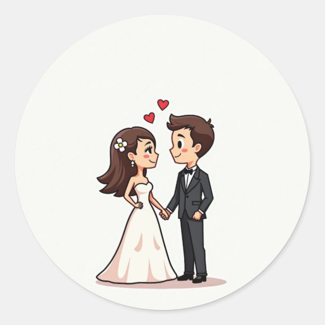 Rond Sticker Moment Mariage romantique (Devant)