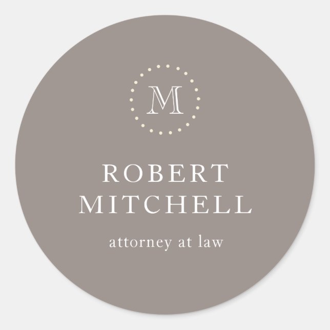 Rond Sticker Monogram Brown Elegant Classic Business (Devant)