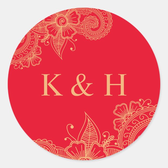 Rond Sticker Monogram Classic Round Mariage Mehndi (Devant)