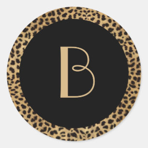 Rond Sticker Monogram Empreinte de léopard