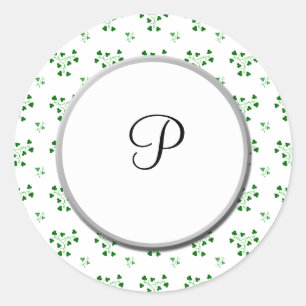 Rond Sticker Monogram Green Shamrock Circles