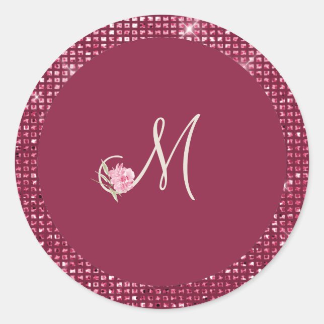 Rond Sticker Monogram Mariage Boysenberry (Devant)
