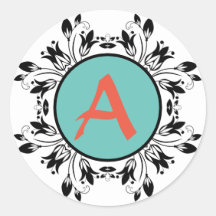 Sticker MONOGRAM noir et blanc Damask