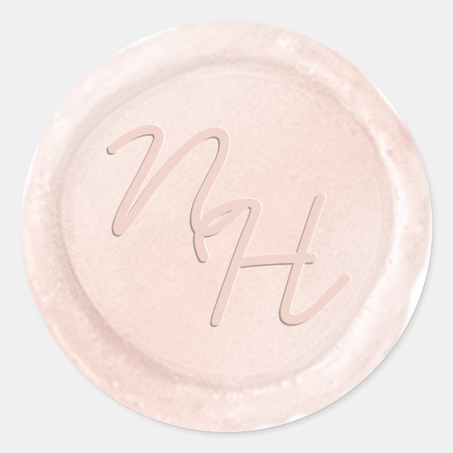 Rond Sticker monogramme Chic Blush Pink Wax Enveloppe (Devant)