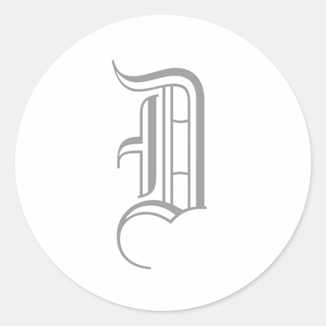 Rond Sticker Monogramme "D" Ancien texte anglais Style_ (Devant)