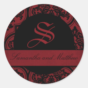 Rond Sticker Monogramme de mariée Vampire