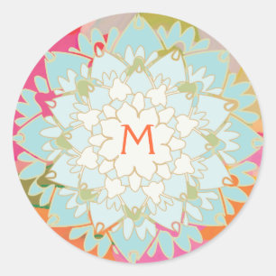 Rond Sticker Monogramme Lotus Flower