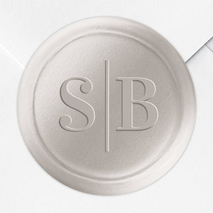 Rond Sticker Monogramme Mariage de cire d'ivoire blanc