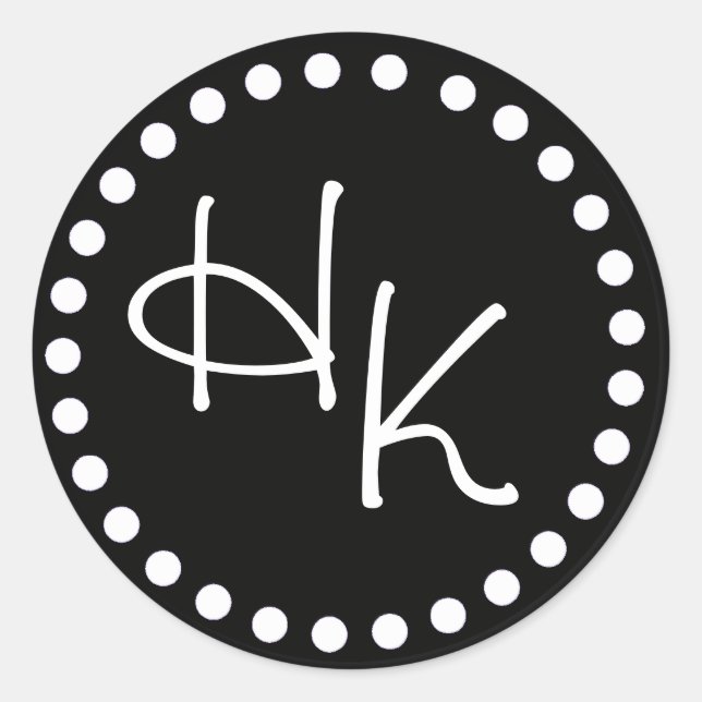 Rond Sticker Monogramme noir et blanc (Devant)