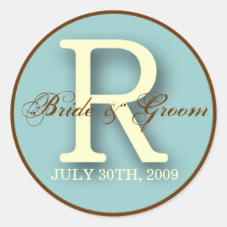 Rond Sticker Monogramme R bleu et Brown