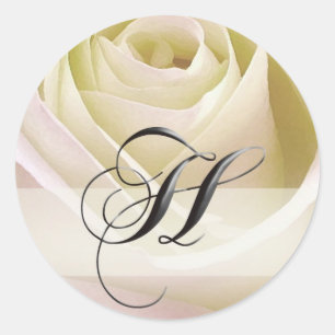 Rond Sticker Monogramme Rose Bridal Blanc...Initial H