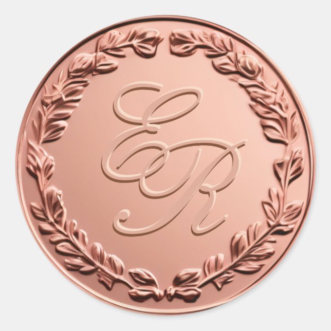 Rond Sticker Monogramme rose d'enveloppe de cire Gold F (Devant)
