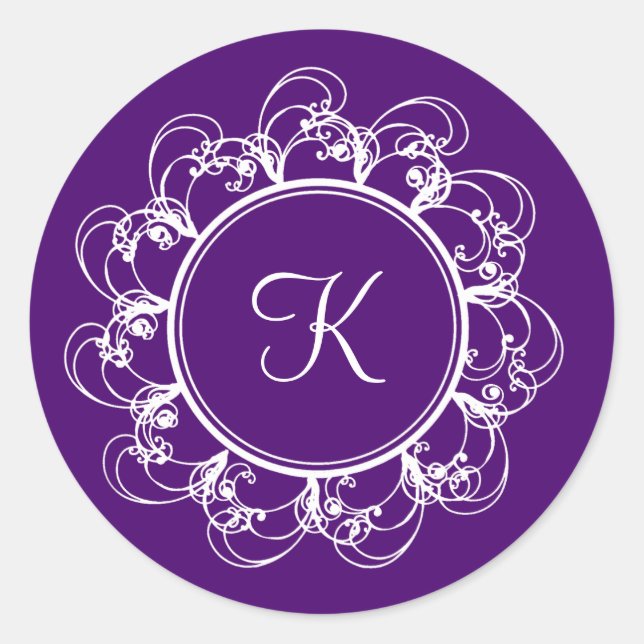 Rond Sticker Monogramme (violet) (Devant)