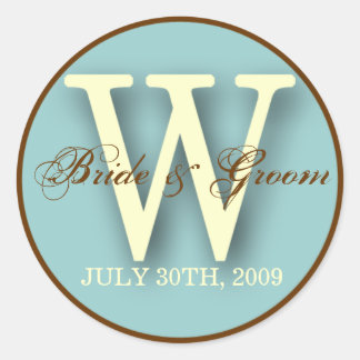 Rond Sticker Monogramme W bleu et Brown