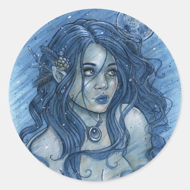 Rond Sticker moon d'hiver (Devant)