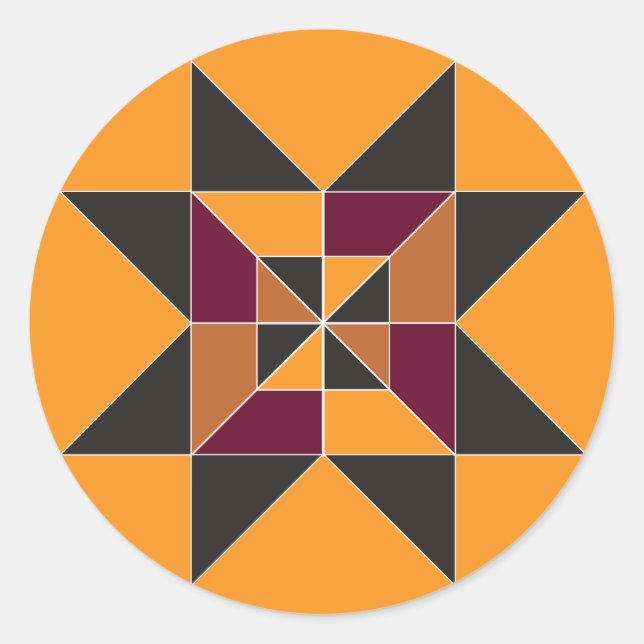 Rond Sticker Motif à courtepointe d'automne coloré et c (Devant)