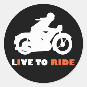 Rond Sticker Motorbike Live To Ride Biker