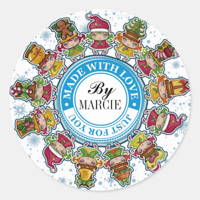 Rond Sticker Noël Fabriqué avec amour - SRF (Devant)